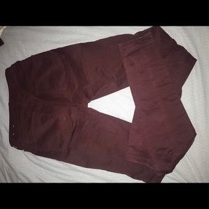 Burgundy moto pants